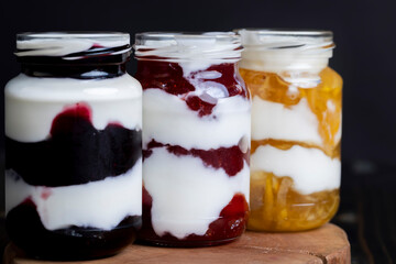 Yogurt made from fresh milk with the addition of sweet jam