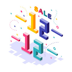 12.12 sale event isometric style for 12 12 shopping day event vector 