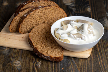 Cooked dumplings made of dough with meat inside