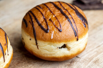 Yeast Sweet Donuts with Chocolate Filling