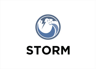 sea storm logo wave water rain concept