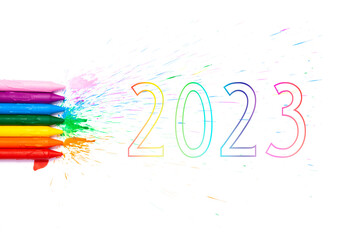 new year 2023 full color rainbow