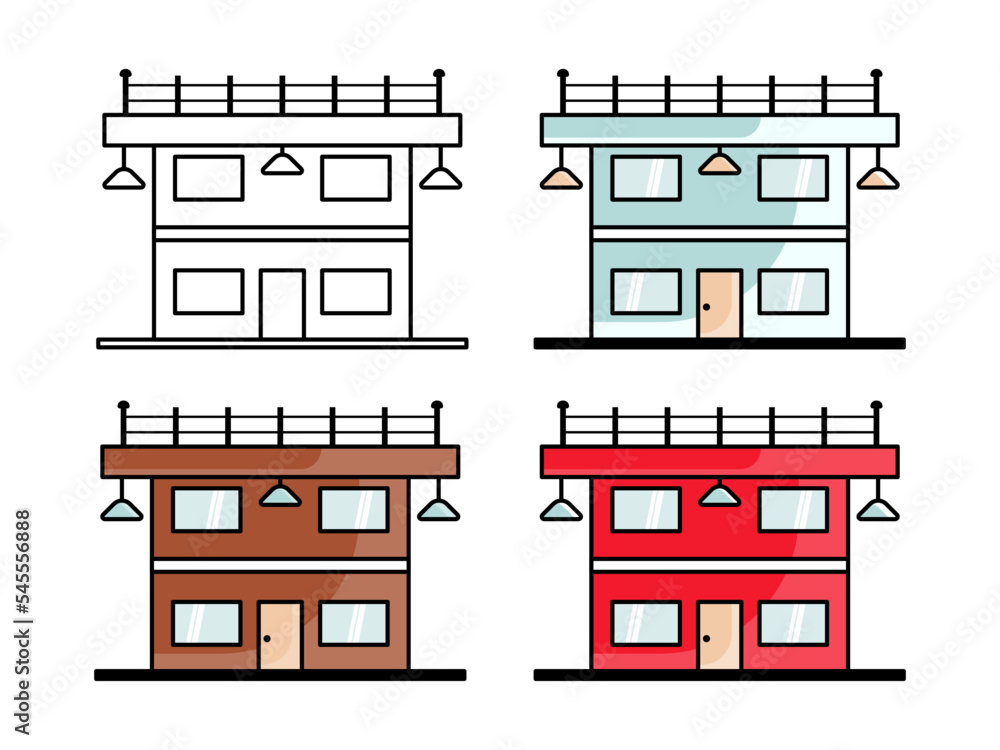 Poster the graphic design of the building with several colors is suitable to complement design needs such as being used as a shop house or something else