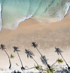 Stunning aerial view of a beach with pristine blue water © FRPhotos