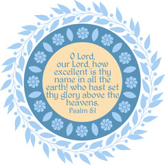 Psalm 8:1 decorative vector with floral motifs