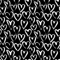 Dry Brush Artwork Heart Seamless Vector Pattern