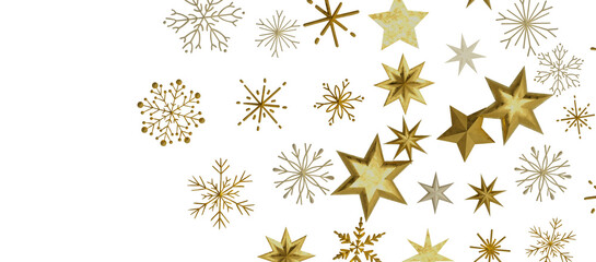 Holiday golden decoration, glitter frame isolated