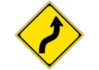 道路標識  右(又は左)方背向屈曲あり 警戒標識のイラスト
