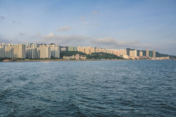 5 june 2012 Hong Kong City from sky on Lei Yue Mun
