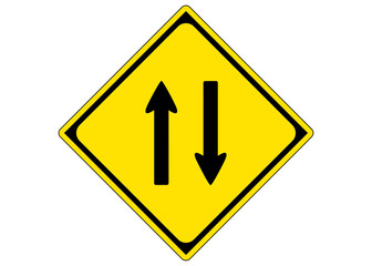 二方向交通の警告標識のイラスト素材
