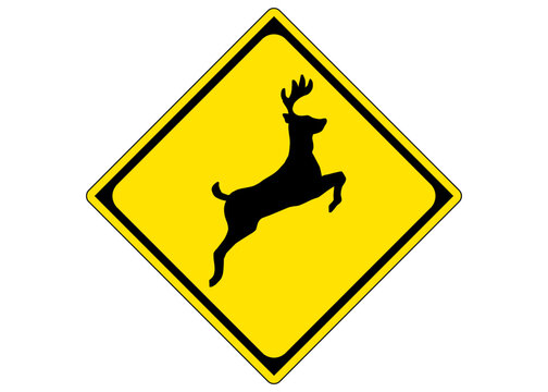 動物が飛び出すおそれあり 動物注意の道路標識のイラスト