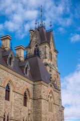 Obraz premium Ottawa, Ontario - October 20, 2022: Tower of the West Block on Canada's Parliament Hill.