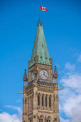 Peace Tower at Canada's Parliament in Ottawa.