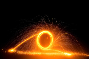 Long time shooting of high-speed rotating fireballs in the dark