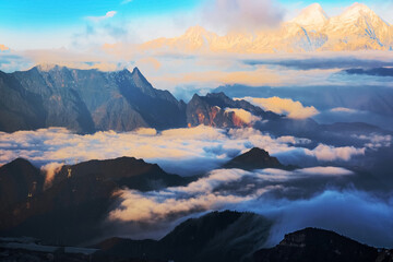 Beautiful Scenery and Tourism Scenery of Gongga Snow Mountain in Western Sichuan Province, China