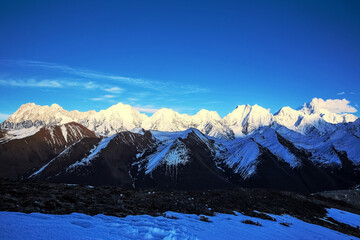 Fototapeta na wymiar Beautiful Scenery and Tourism Scenery of Gongga Snow Mountain in Western Sichuan Province, China 
