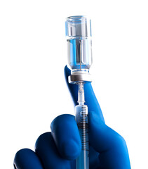 Medical or scientist hand with syringe