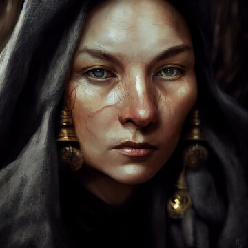Ai generated woman with somber saddness 