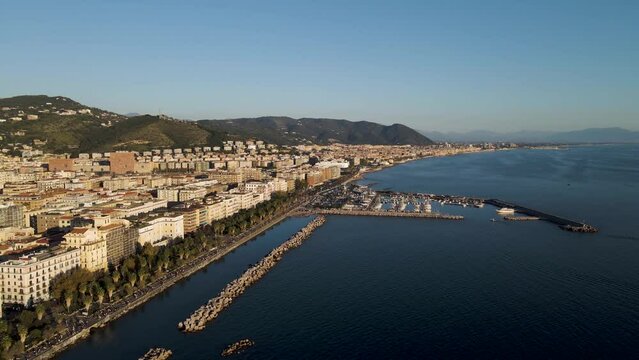 Aerial view of Salerno downtown, Campania, Italy.