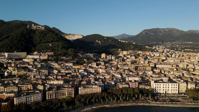 Aerial view of Salerno downtown, Campania, Italy.