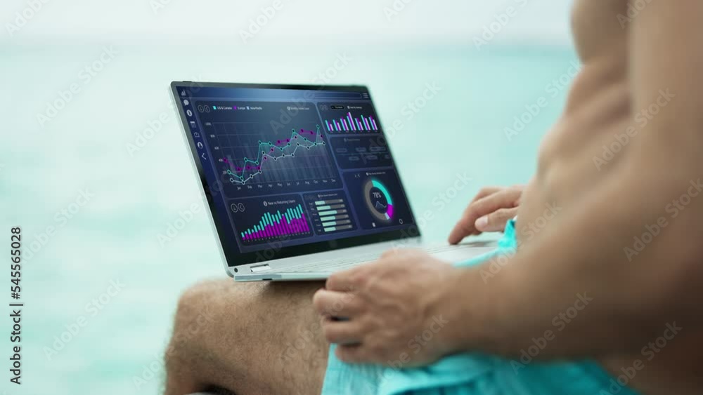 Fototapete businessman using analytics data kpi dashboard tech