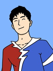 cute man cartoon on blue background