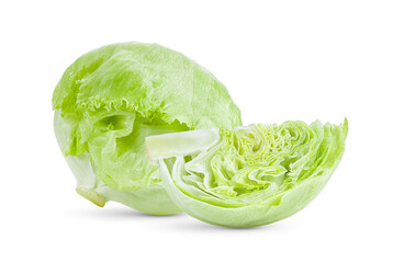 Green Iceberg lettuce isolated on transparent png - obrazy, fototapety, plakaty