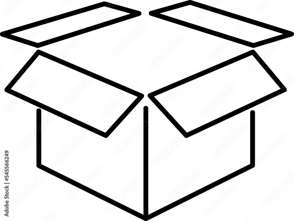 Poster vector illustration with open box line icon vector. package sign.eps