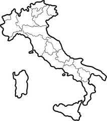 doodle freehand drawing of italy map.