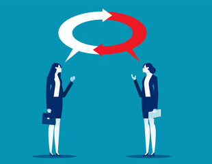 Listen person feedback to improve work quality. Business communication vector illustration