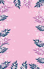 Fototapeta na wymiar Christmas banner for design with floral decor on pink background