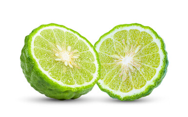 Bergamot or kaffir with seeds isolated on transparent png