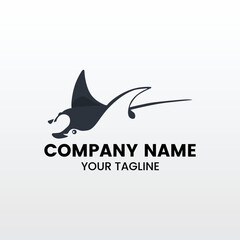 inspiring minimalist silhouette stingray logo template - obrazy, fototapety, plakaty