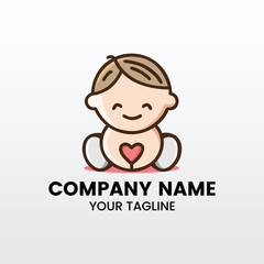 minimalist cute baby inspiring logo template