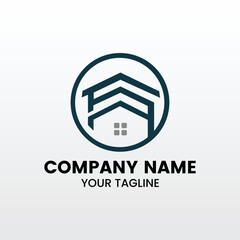 minimalist sketch building inspiring logo template