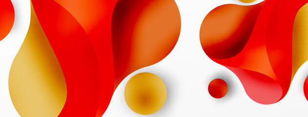 Naklejka premium Flowing geometric shapes minimalist abstract background. Round shapes and circles. Wallpaper for concept of AI technology, blockchain, communication, 5G, science, business