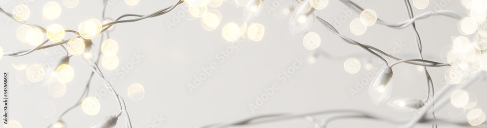 Poster closeup led light background with bokeh. 3d rendering
