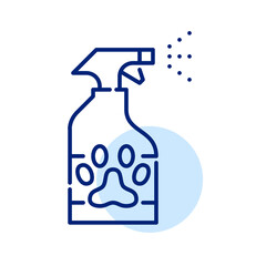 Pet cleaning spray in a bottle. Pixel perfect, editable stroke icon