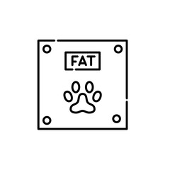 Pet obesity symbol. Paw on electronic scale. Pixel perfect, editable stroke icon