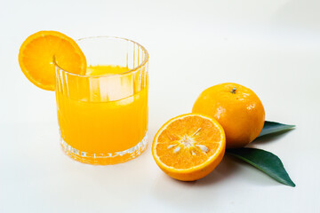 Orange juice isolated on a white background. Healthy and nutritious.