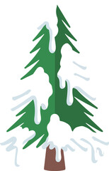 Christmas watercolor snowy winter pine tree