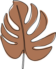 simplicity monstera leaf freehand continuous line drawing