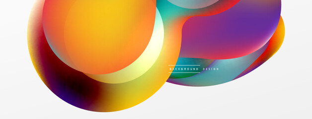 Fluid abstract background, round shapes and circle flowing design for wallpaper, banner, background or landing