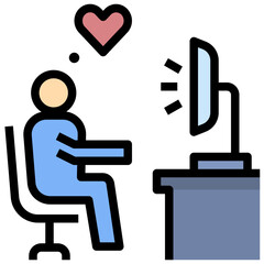 Obraz premium working filled outline style icon