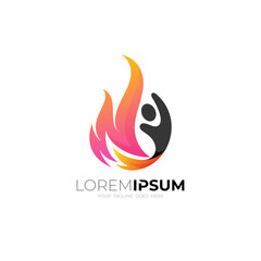 Abstract fire logo and people design, hot icon