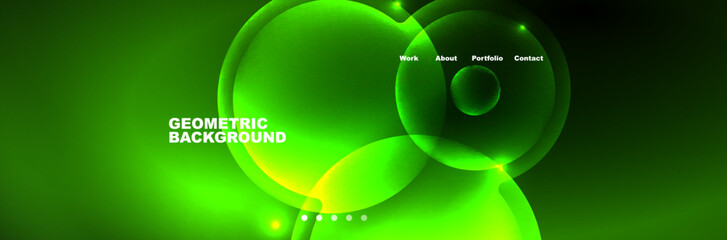 Shiny neon circles and bubbles, dark abstract background with blurred magic neon light, wallpaper design