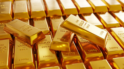 financial business concept with gold bars and banking treasure 