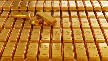 Gold bars and financial economy business concept
