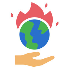 global warming flat style icon