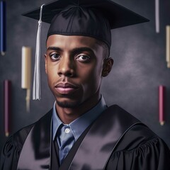 African American graduate in cap and gown